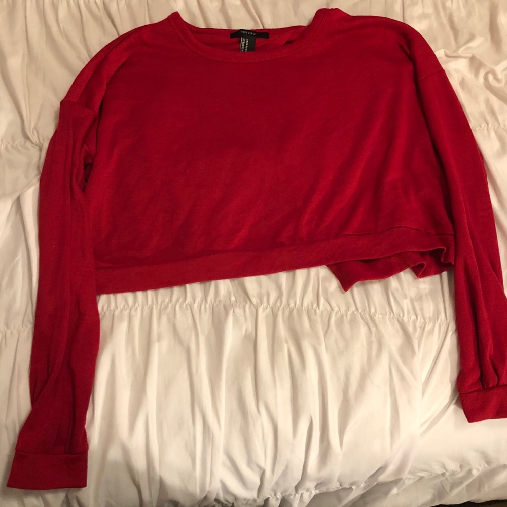 Red cropped long sleeve